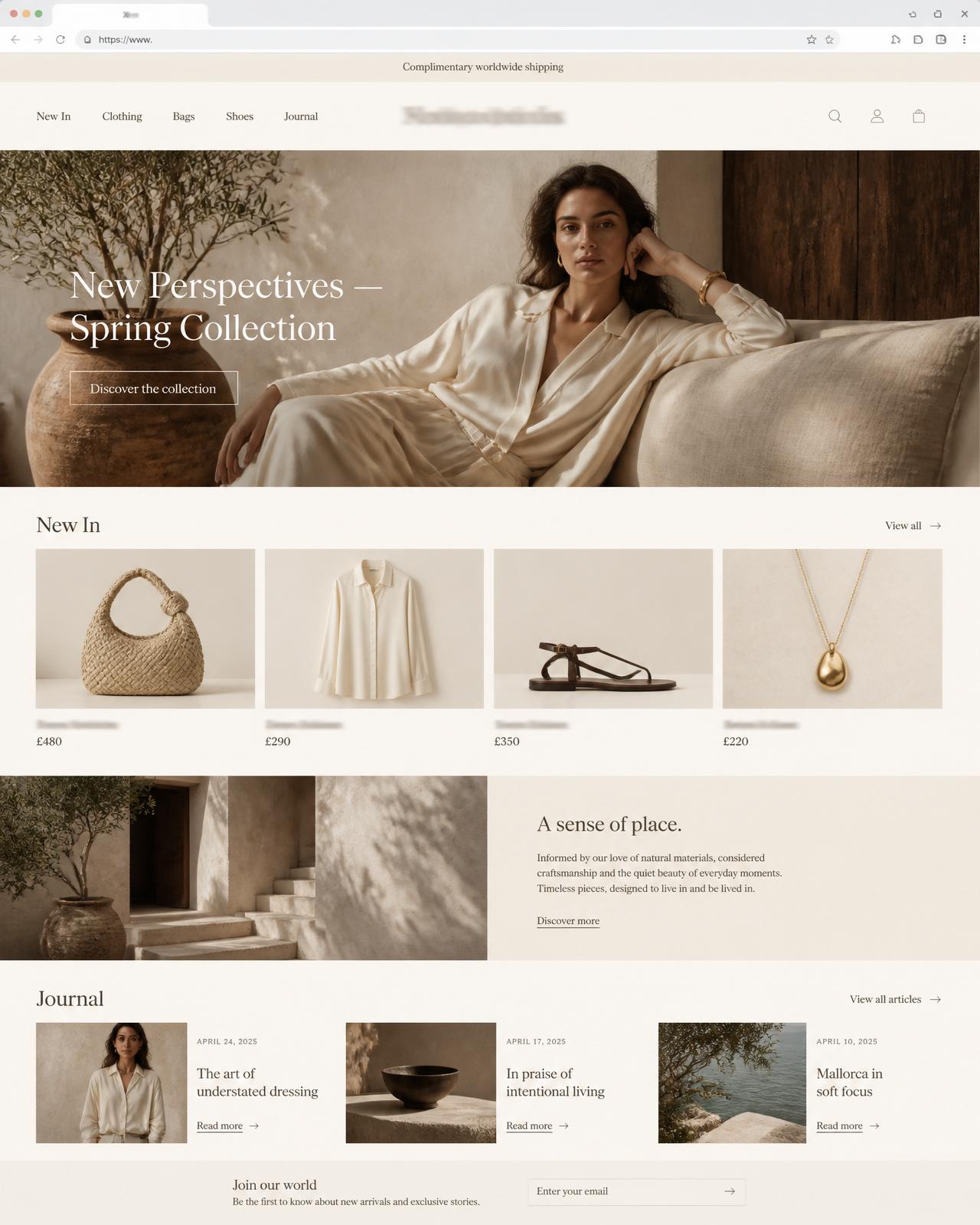 Editorial fashion ecommerce site